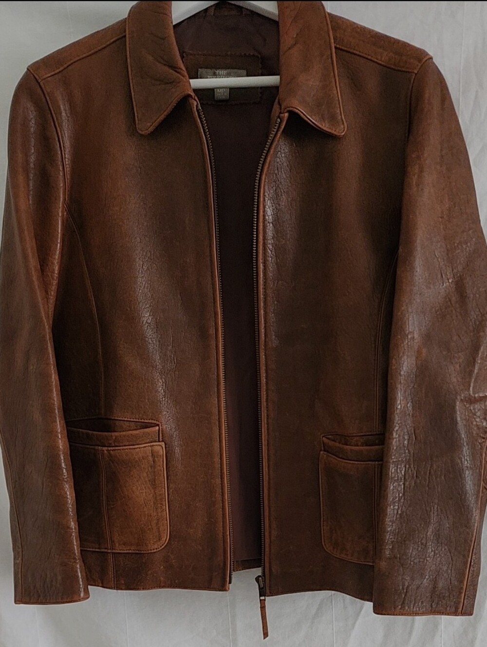 Vintage Brown Leather Bomber Jacket